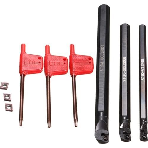 3x S07K+S10K+S12M-SCLCR06 CNC Lathe Boring Turning Holder Insert Wrench Kit