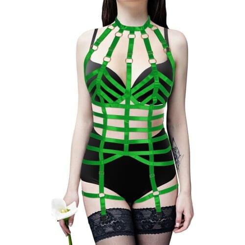 Fetish Lingerie Set Harness For Women Erotic Adjust Waist Bondage Suspender Belt Hollow Bra Festival Rave Costume Thigh Garter