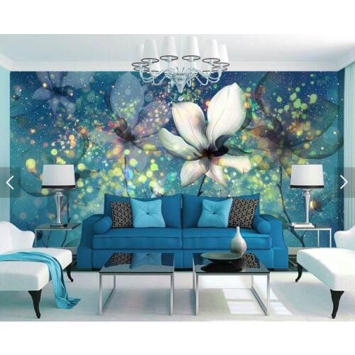 Custom 3D murals,Transparent beautiful dream flower under the blue glare papel de parede, living room sofa TV bedroom wallpaper