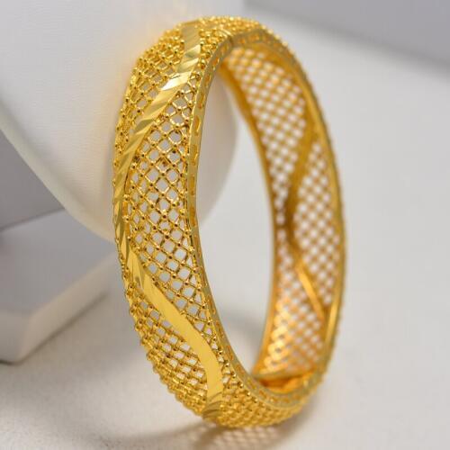 Annayoyo Dubai Arab Gold Color Dubai Bangles for Women Ethiopian Bracelets Middle East Wedding Jewelry African Gifts