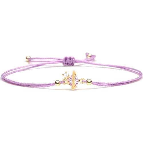 Delicate Copper Cubic Zirconia Star Orbit Charm Bracelet 2020 Chic CZ Creative Universe Of Stars Purple Red Black Cord Jewelry