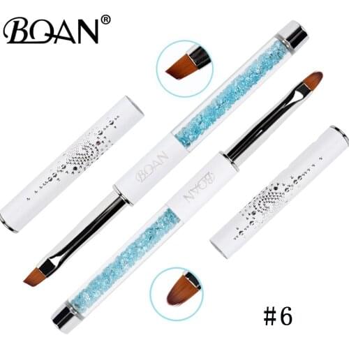 BQAN Nail Brush Oblique Light 6# Blue Handle Gel Brush Nylon Oblique Hair Tip Shape Nail Art Brush Nails Nail Tool