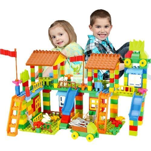 113/226 PCS Big Size Building Blocks Compatible Duploed Construction Block DIY Amusement Park Brick Toys For Children