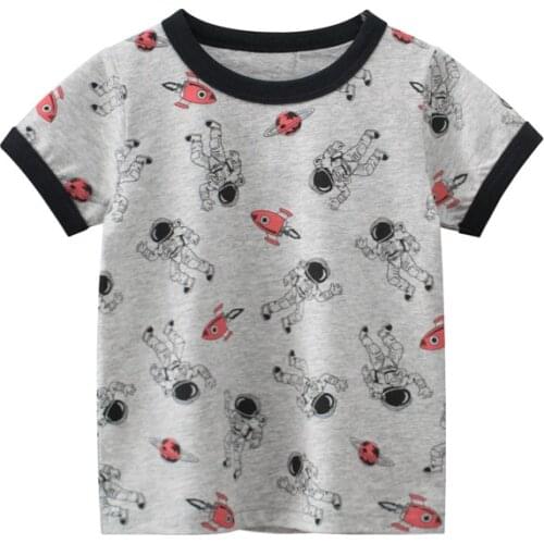 Summer Toddler Boy Cartoon T Shirts New Baby Girl Boy Cotton Astronaut T-Shirt Kids Fashion Clothes Boutique Outfits Infant Tops