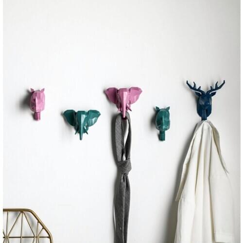 2020 Hot Animal Wall Hanging Hooks Deer Head Hanger Key Holder Hook Scarf Hat Coat Hangers Storage Tie Organizer Wall Decoration