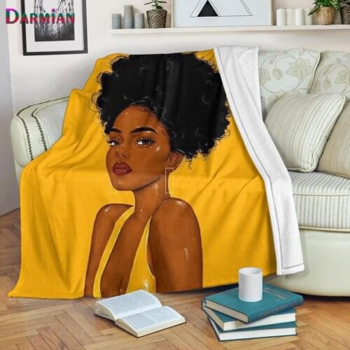 DARMIAN Fashion African Black Girl Printed Soft Comfortable Fleece Blanket Home Camping Aircraft Blanket Air Conditioning Quilts