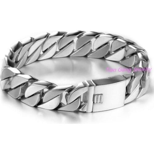 Fashion Men Jewelry High Polished Stainless Steel Personality Bracelet Simple Design Male Bangles 8.66"