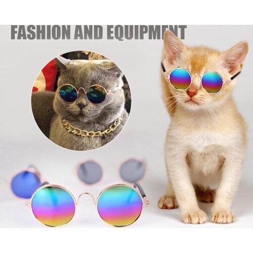 Cat Glasses Pet Sunglasses Lovely Vintage Cat Lenses Reflection Sunclipper Glasses For Cats Dog Party Decor Pet Accessories