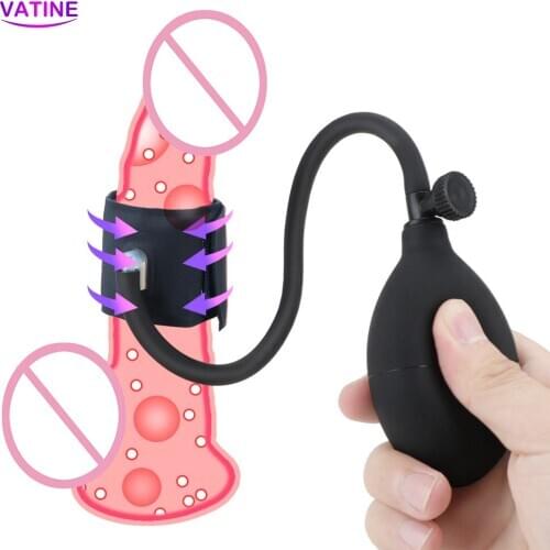 Manual Inflatable Penis Pump Sex Toys for Men Cock Ring Enlarger Strapon Dick Sleeve Male Masturbator Machine Adult Product Shop