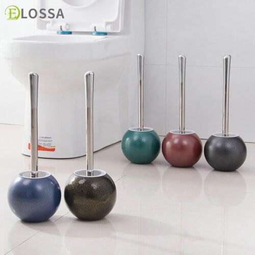 ELOSSA Stainless Steel Toilet Brush no Dead Corner Wash Toilet Brush Quick Draining Clean Household Bathroom Accessories Set