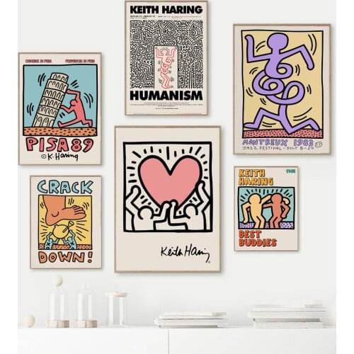 Keith Art Poster, Pisa Abstract Vintage Pop Canvas Painting Modern Decor Mural for Home Room Wall Picture Museum Exhibition