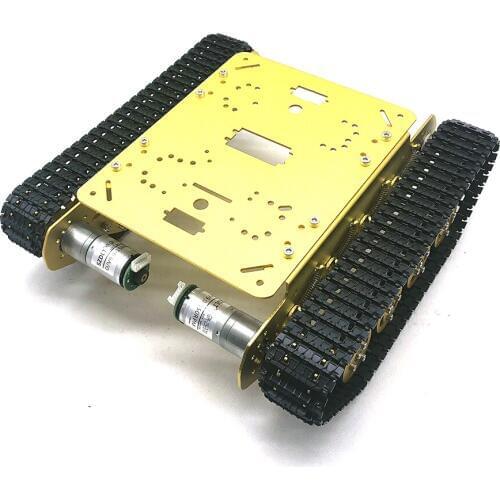 TS100 Shock Absorber Tank car with LED light,Alloy Chassis/Frame,High torque motor,For Tank fans,DIY,Robot Education,demo