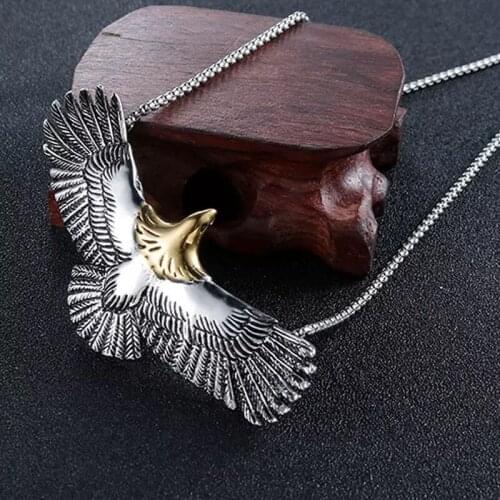 Vintage Gold Silver Color Eagle Choker Necklaces for Women Men Punk Flying Eagle Hawk Animal Pendant Necklace Hip Hop Jewelry