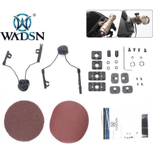 WADSN 2019 New Tactical Helmet ARC Rail Adapter Set Fit M300 M600 Airsoft Flashlight WZ166 Peltor Comtac Headsets Accessories