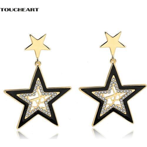 TOUCHEART Best Selling Ethnic Gold color Star Earrings Fashion Jewelry Brand Crystal Stud Earrings For Women Brincos SER160102