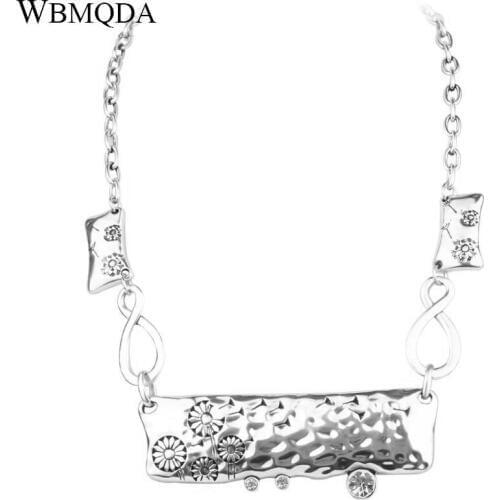 Vintage Jewelry Geometric Alloy Choker Necklace Handmade Carving Dandelions Pendant Necklaces Women Silver Plated Bijoux Femme