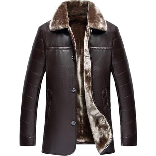 Winter Warm Mens Sheepskin Coat Velvet Padded Casual Business Shearling Leather Jacket and Coat High Quality Thick Warm Clothing