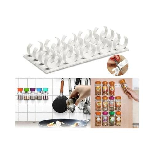 1/2/4 Pcs Wall Mount Storage Rack Ingredient Spice Bottle Rack Plastic Clips Rack Kitchen Cabinet Door Hooks Jar Spice Holder