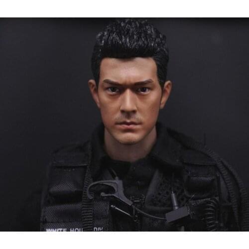 1/6 Short Hair Asian Actor Jincheng Wu Tou Sculpture Soldier Model for 12 inch action figure