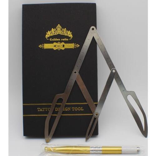 1 box Calipers Stencil Ruler With pen For Microblading Permanent Makeup Design Golden Ratio Measure Calipers Stencil