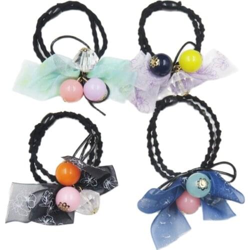 1PCS Creative Ribbon 2Ball Elastic Hair Bands For Girls Bohemian Scrunchy Fashion Hair Ties Kids Hair Accessories For Women 2018