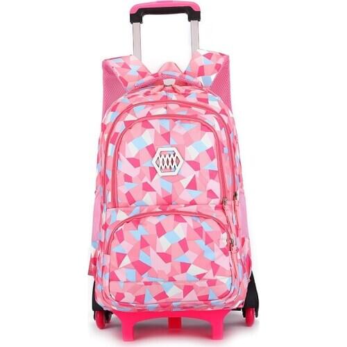 2/6 Wheels Children Trolley School Bag Backpack Wheeled School Bag For Grils Boys Detachable Kids waterproof Backpacks