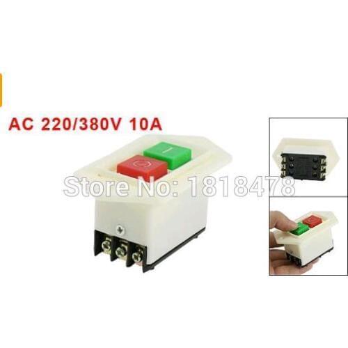 2Pcs/Lots LC3-10 AC 220/380V 10A I/O Start Stop Self-Locking Push Button Switch