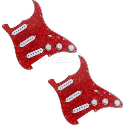 2Pcs Guitar Deluxe SSS Loaded Pickguard Red for Electric Guitar Replacement Parts