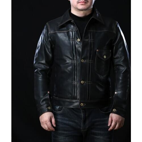2005506 Rock Can Roll Read Description! Asian Size Super Quality Genuine Horse Leather 85% Wool Lining Horsehide Stylish Jacket