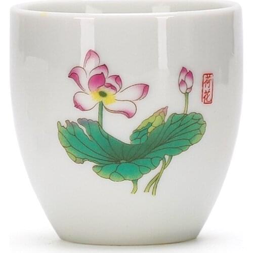 4pcs White Porcelain Teacup 145ml high-capacity Hand-Painted Ceramic Tea Bowl Travel Meditation Cup Chinese Tea set