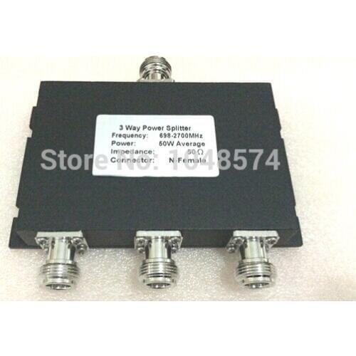 698~2700MHz 3 Way N Female Splitter Power Divider for CDMA 850/ GSM 900/DCS 1800/1900/WCDMA 2100/ LTE 2600MHz Signal Booster