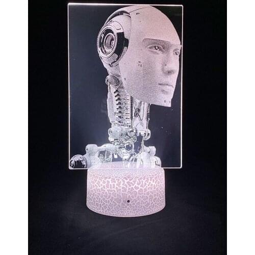 Acrylic LED Light 3D Picture Lamp AI Robot Head Smart Phone 16 Color Remote Control Childrens Room Atmosphere Nightlight Toys D