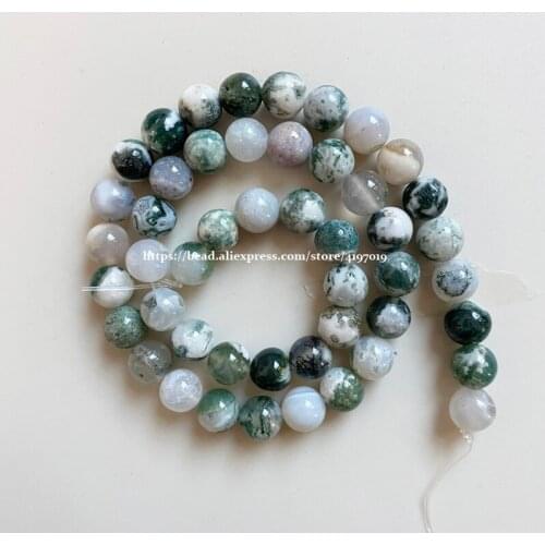 Free Shipping Natural Stone Tree Agates Round Loose Beads 15" Pick Size for handmade Jewelry DIY