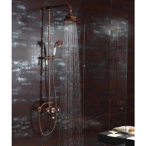 Free ship Gold Pvd clour Waterfall Rainfall shower tub faucet mixer tap with handshower