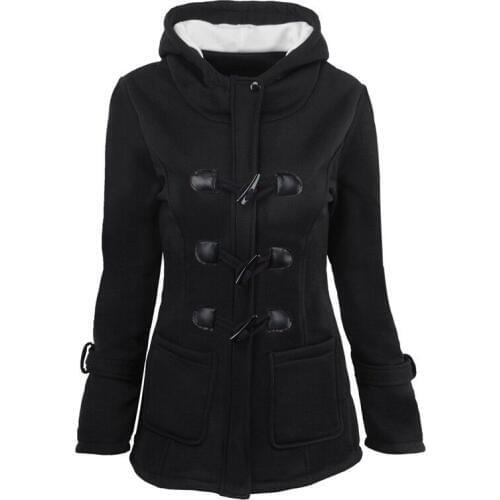 CFYH Winter Womens Loose Hooded Wool Coat Jackets Vintage Cloak Overcoat Plus Size S-6XL