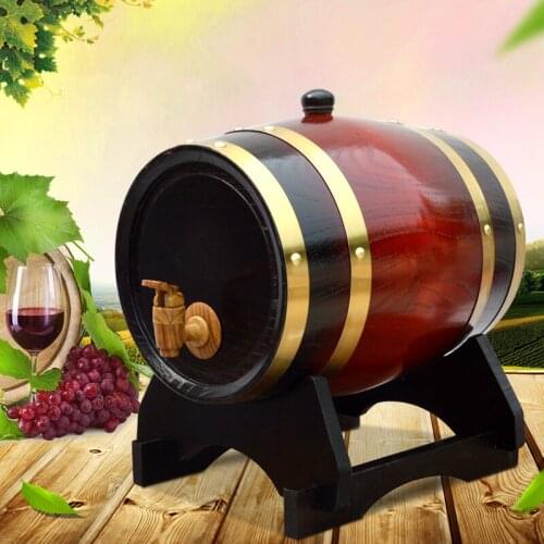1.5/3L Wooden wine barrel Oak Beer Brewing Equipment Mini Keg Home Brew Beer Keg Tap Dispenser for Pot Wine