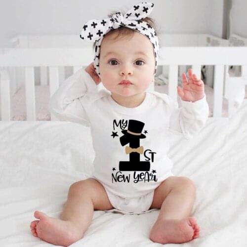 Childrens Long Sleeve New Year Letter Robe Bodysuit Bodysuit My 1st New Years Tights Casual Robe Ropa Newborn Baby Gifts