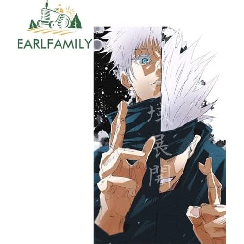 EARLFAMILY 13cm x 8cm Gojo Satoru Car Stickers for Jujutsu Kaisen Poster Decals Laptop Room Car Body Window Decor Waterproof