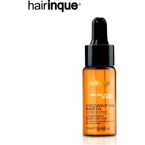 HAIRINQUE Natural Organic Extract Virgin Coconut Oil Cold Pressed Make Hair Soft Restore Damaged Hair Prevent Dry Hair Oil 10ML