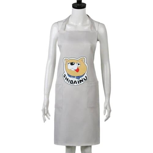 The Way of the Househusband Gokushufudo Tatsu Apron With Cute Bear Printed SHIBAINU Gray Japanese Style Apron