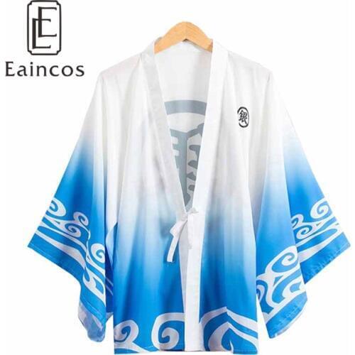Anime Gintama Sakata Gintoki Kimono Cosplay Halloween Party Costume Cloak Robe Haori Chiffon Coat Free Shipping