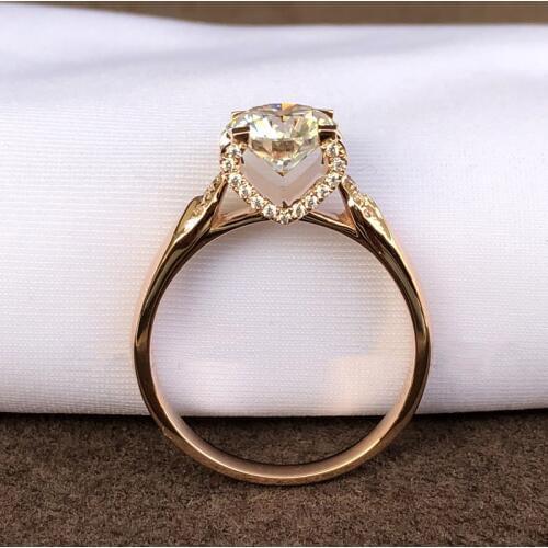 Trendy 14K Rose Gold 4 claws Moissanite Ring VVS1 Round Cut 1ct 2ct 3ct Engagement wedding Anniversary Ring