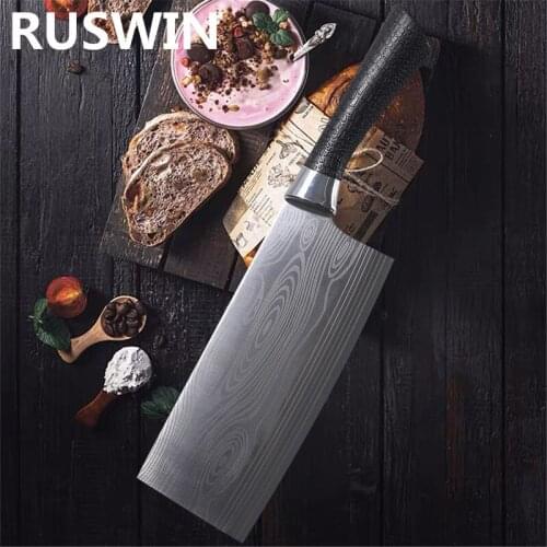 Stainless Steel Knife Kitchen Knife 3Cr13 Cleaver Knife Chef Slicing Knives Laser Damascus Vein Cooking Knife Comfortable Handle