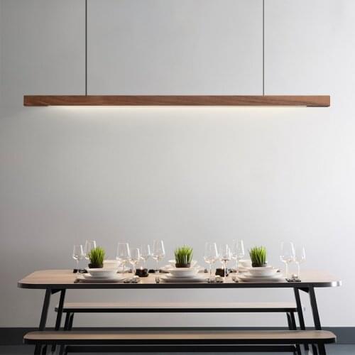 Minimalist Dining Room Wood Pendant Lights Modern LED Long Dining Table Living Room Bar Nordic Office Hanging Lamp