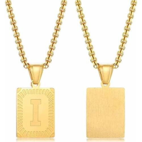 26 Letter Square Brand Pendant Gold/Black/Silver Color Mens and Womens Necklace Hip Hop Fashion Jewelry