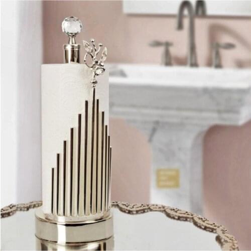Lux Crystal Knob And Floor Standing Metal Upright Towel Holder