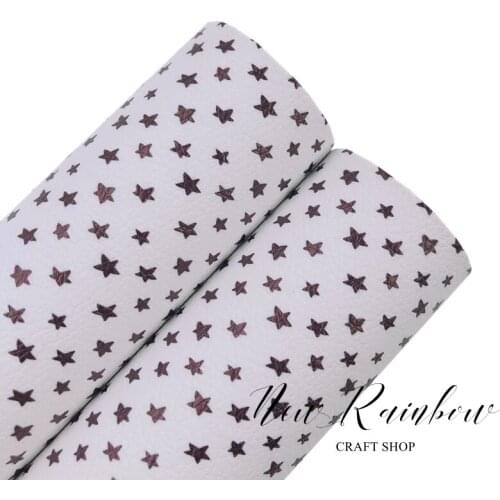 NewRainbow 30x22CM/A4 Black & White Stars Print Artisan Faux Leatherette for Making Bows, Hairclips, DIY Crafts, Accessories