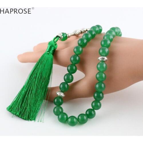 New Stone Bead Bracelet 33/99 Beads tasbih Muslim Allah Beads 8 mm/10 mm/12 mm green tesbin Mens gift