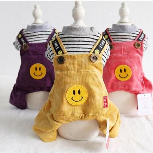 Solid Autumn And Winter New Design Dog Clothing Retro Strap Four Colors Xs-xl Sizes Four-legged Pet Clothes Jumpsuits