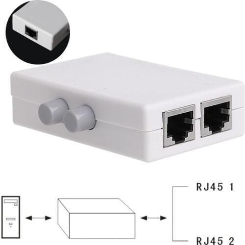 OOTDTY Mini 2 Port AB Network Manual Sharing Switch Box 2In1/1In2 RJ45 Network/Ethernet
